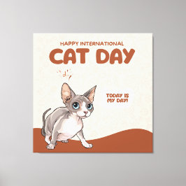 Impressão Em Tela Arte de Celebração do Dia Internacional do Gato Sp