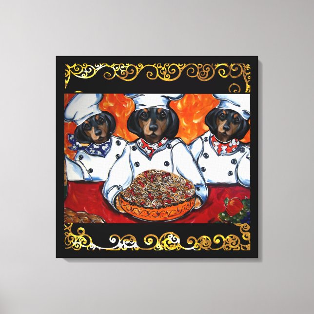 IMPRESSÃO EM TELA ARTE DE CHEF DACHSHUND      (Frente)
