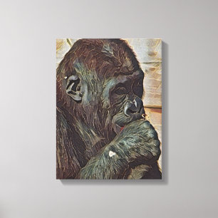 IMPRESSÃO EM TELA ARTE DE CHIMPANZÉ