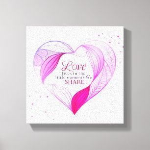 Impressão Em Tela Arte de Citação de Amor Coração Elegante