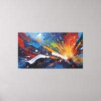 Arte de Expressionismo Abstrato Azul Laranja Dinâm