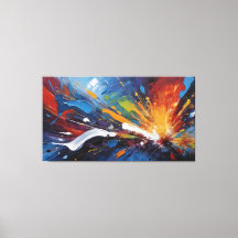 Arte de Expressionismo Abstrato Azul Laranja Dinâm