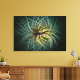 IMPRESSÃO EM TELA ARTE DE FLOR DE VÓRTICE ABSTRATO – DIGITAL EM VERD