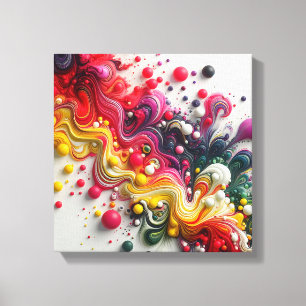 Impressão Em Tela Arte de Fluido Acrílico Abstrato Retangular Vibran