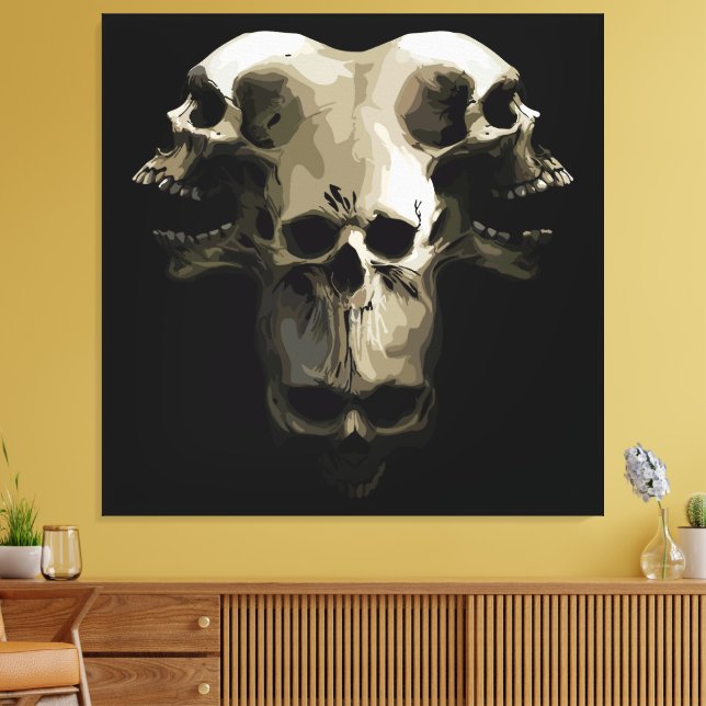 Impressão Em Tela Arte de Fusão de Múltiplos Crânios (Insitu(Sala de estar))