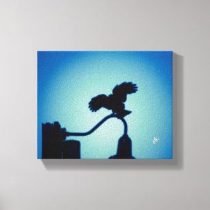 Impressão Em Tela Arte de Halo Azul de Pássaro em Poste de Lâmpada C