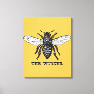 Impressão Em Tela Arte de Ilustração de Abelhas Vintage Worker
