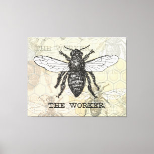Impressão Em Tela Arte de Ilustração de Abelhas Vintage Worker