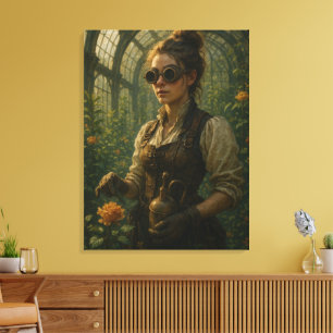 Impressão Em Tela Arte de Jardineira Steampunk Vitoriana