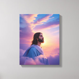Impressão Em Tela Arte de Jesus no céu   Impressão de tela estendida