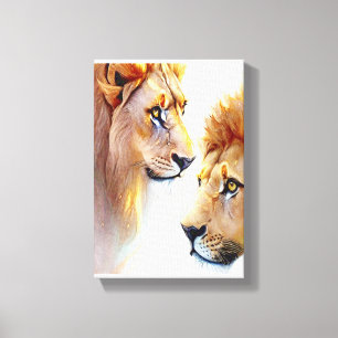 Impressão Em Tela Arte de Leões Retroativos - Arte de Muro Clássica