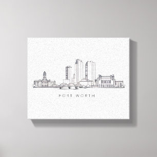 Impressão Em Tela Arte de Linha da Silhueta Minimalista de Fort Wort