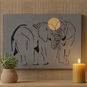 Impressão Em Tela Arte de Linha de Elefante Minimalista 12x16