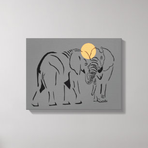 Impressão Em Tela Arte de Linha de Elefante Minimalista 12x16