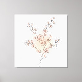 Impressão Em Tela Arte de Linha de Flor de Cerejeira Minimalista em