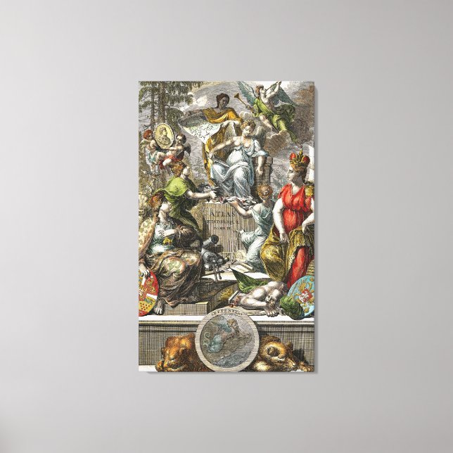 Impressão Em Tela Arte de Linha de Mapa Cartográfico Antigo (Frente)