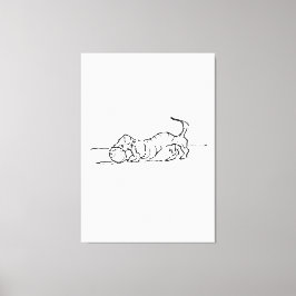 Impressão Em Tela Arte de Linha Divertida Cachorro Salsicha