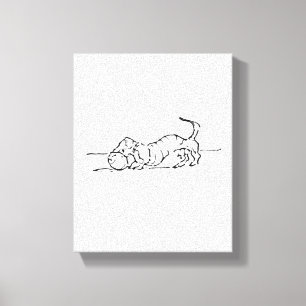 Impressão Em Tela Arte de Linha Divertida Cachorro Salsicha
