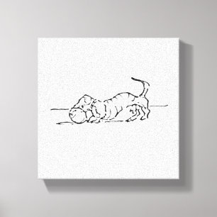 Impressão Em Tela Arte de Linha Divertida Cachorro Salsicha