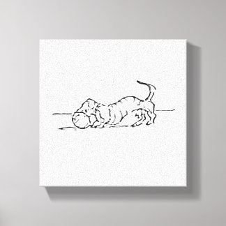Impressão Em Tela Arte de Linha Divertida Cachorro Salsicha