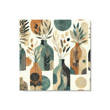 Arte de linha minimalista com tons e folhas terres