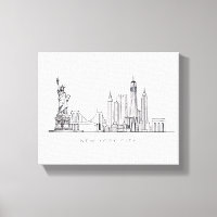Arte de Linha Minimalista do Horizonte de Nova Yor