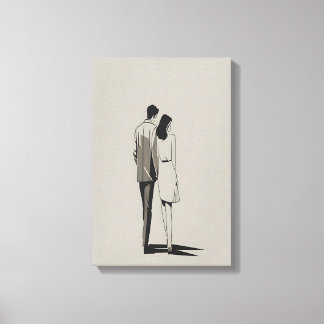 Impressão Em Tela Arte de Linha Minimalista Romântica de Casal