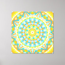 Impressão Em Tela Arte de Mandala de Verão Amarelo Laranja Boho Bril