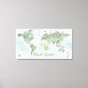 Impressão Em Tela Arte de Mapa Mundial Caprichoso na Parede – Nature