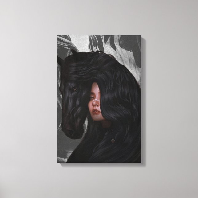 Impressão Em Tela arte de menina preta branca e cinza (Frente)