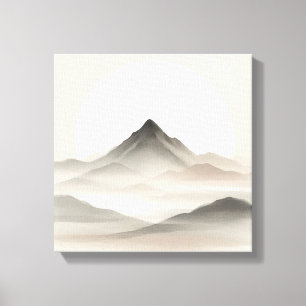 Impressão Em Tela Arte de Montanha Abstrata Japandi para Interiores 