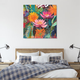 Impressão Em Tela Arte de Muro Colorida Flores de Jardim Selvagens