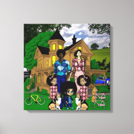 Impressão Em Tela Arte de Muro da Família Interracial