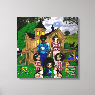 Impressão Em Tela Arte de Muro da Família Interracial