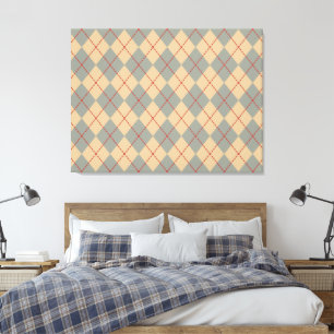 Impressão Em Tela Arte de Muro de Argyle Patriótica