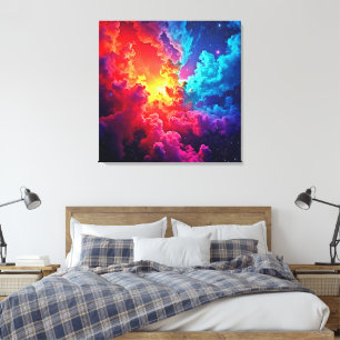 Impressão Em Tela Arte de Nebulosa Vibrante: Arte de Cor Cósmica