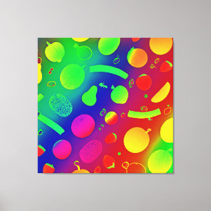 Impressão Em Tela Arte de Padrão Colorida de Neon Fruta