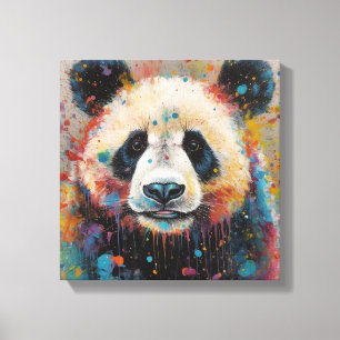 Impressão Em Tela Arte de Panda Colorida Moderna