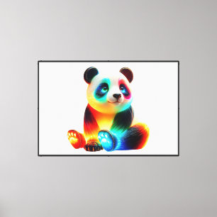 Impressão Em Tela Arte de Panda Colorido Luminoso – Panda de Luz Neo