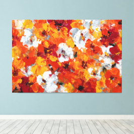 Impressão Em Tela Arte de Parede Abstrata com Pétalas Laranja e Verm