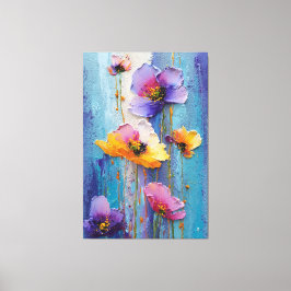 Impressão Em Tela Arte de Parede Abstrata com Textura Floral Roxa e 