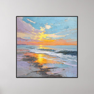 Impressão Em Tela Arte de parede abstrata da Praia do Pôr do Sol com