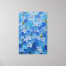 Impressão Em Tela Arte de Parede Abstrata Floral Azul e Azul Claro