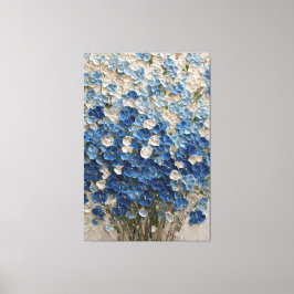 Impressão Em Tela Arte de Parede Abstrata Floral Buquê Azul e Branco