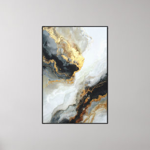 Impressão Em Tela Arte de Parede Abstrata Neutra e Dourada Elegante
