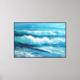 Impressão Em Tela Arte de Parede Abstrata Ondas do Oceano em Movimen