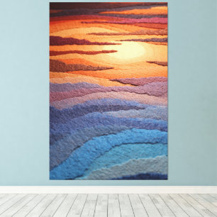 Impressão Em Tela Arte de Parede Abstrata Ondas do Pôr do Sol com Cé