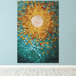 Impressão Em Tela Arte de Parede Abstrata Rajada Dourada com Pétalas