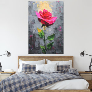 Impressão Em Tela Arte de Parede Abstrata Rosa Vermelha com Textura 