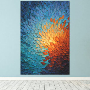 Impressão Em Tela Arte de Parede Abstrata Texturizada Azul Radiante